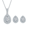 Exquisite pear shaped S925 silver plated white gold moissanite diamond pendant earring set 3